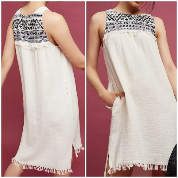 Anthropologie Tops - Anthropologie Holding Horses Embroidered & Fringed Tunic Top / Mini Dress XSP